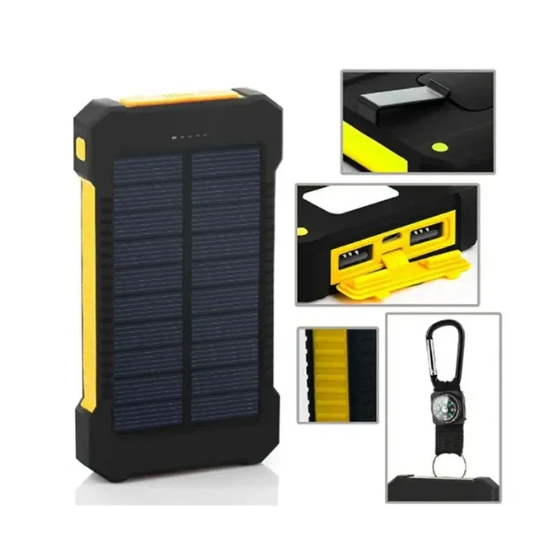 PowerBank Solar para Acampamento al Aire Libre con Brújula y Linterna