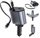 Cargador Turbo 4 en 1 para Automóvil con Cables Retráctiles