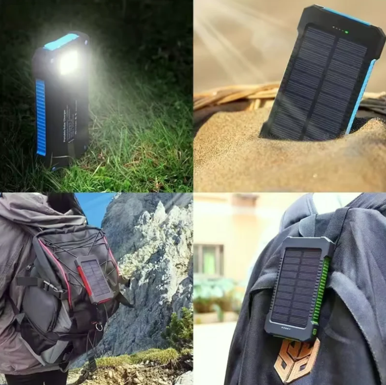 PowerBank Solar para Acampamento al Aire Libre con Brújula y Linterna