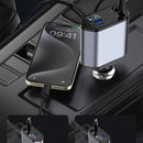 Cargador Turbo 4 en 1 para Automóvil con Cables Retráctiles