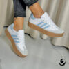 Tenis Dama Blancos 3 Lineas Azules